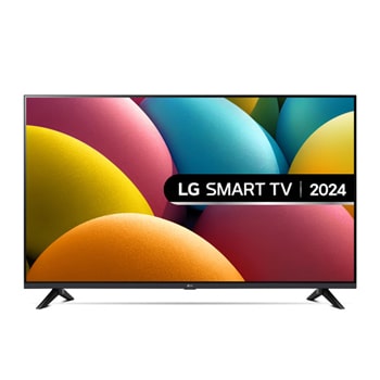 Front view of LG HD TV, LR60 with text of LG SMART TV AI and 2024 on screen with 2-pole stand
